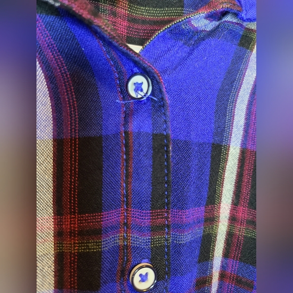 Cato Est. 1946 Vivid Blue Plaid Longsleev Top - Picture 7 of 8